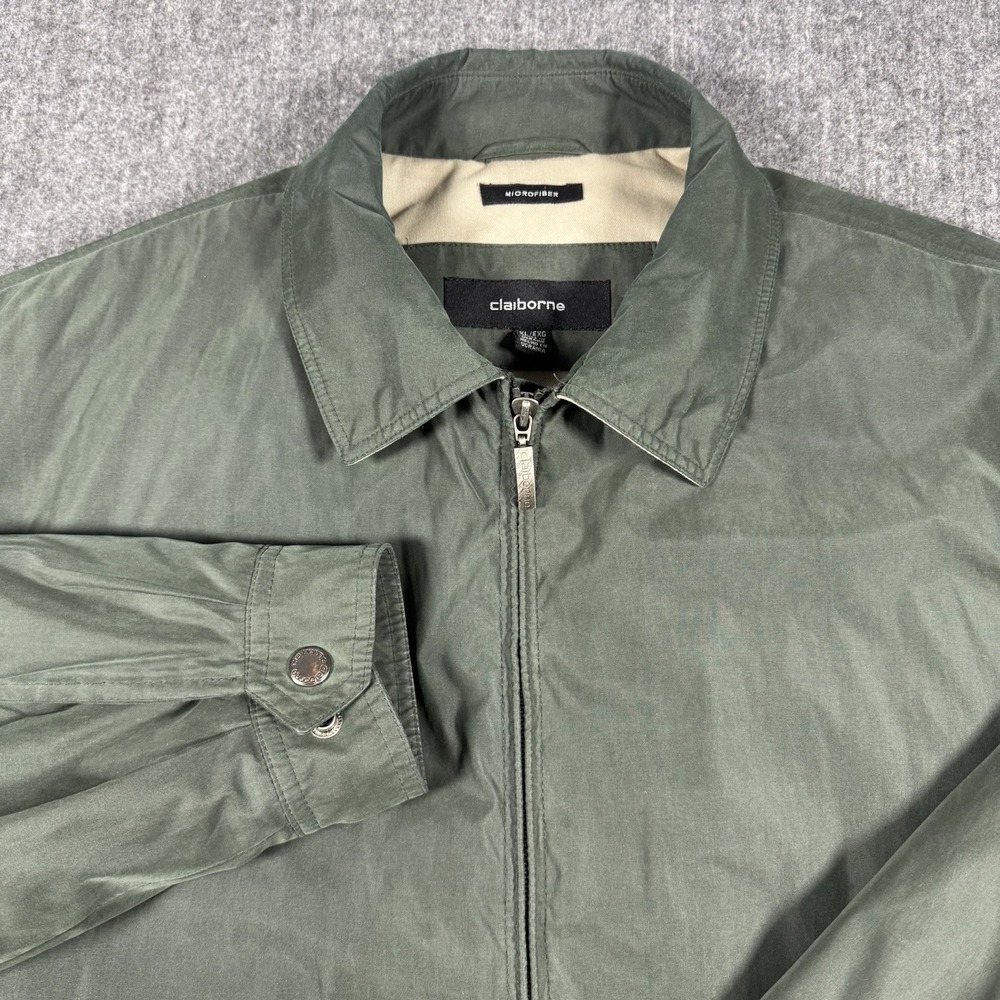 Claiborne Men's Microfiber Bomber Jacket Size XL/EXG Olive Green